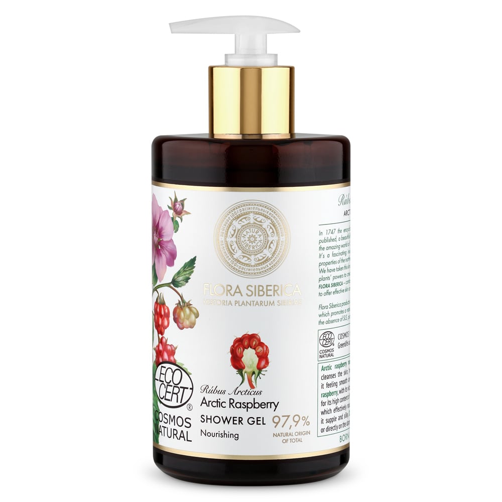 Hranljiv gel za prhanje iz arktične maline – Flora Siberica, 480 ml – Natura Siberica